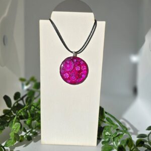 N04  - Magenta Pink Boho Round Pendant