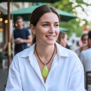 Teardrop Pendant With Pearl and Lime Green